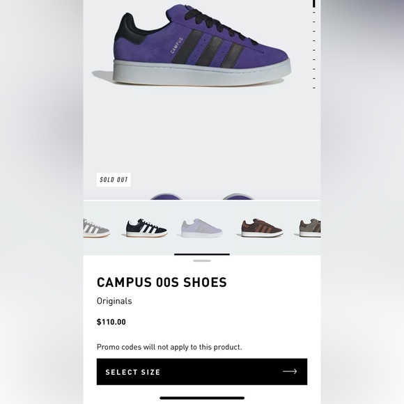 Adidas CAMPUS OOS SHOES Purple Suede Sneakers - Picture 16 of 16